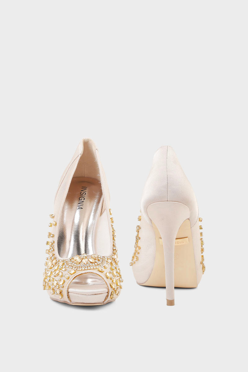 Party Wear Peep Toes I44497-Ivory