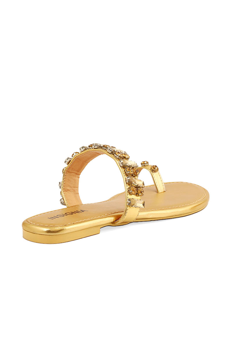 Party Wear Slip On I29258-Golden