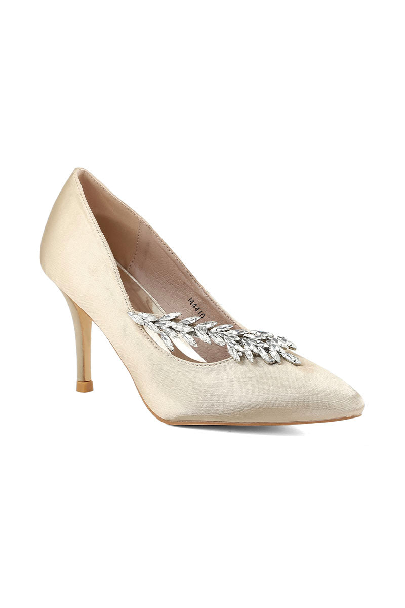 Party Wear Court Shoes I44410-Beige